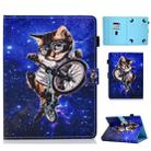 Colored Drawing Stitching Universal Horizontal Flip Leather Case, with Holder & Card Slots for 10 inch Tablet PC(Cat) - 1