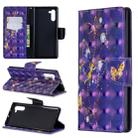 3D Colored Drawing Pattern Horizontal Flip Leather Case with Holder & Card Slots & Wallet For Galaxy Note10(Purple Butterfly) - 1