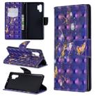 3D Colored Drawing Pattern Horizontal Flip Leather Case with Holder & Card Slots & Wallet For Galaxy Note10+(Purple Butterfly) - 1