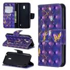 3D Colored Drawing Pattern Horizontal Flip Leather Case with Holder & Card Slots & Wallet For Nokia 2.2(Purple Butterfly) - 1