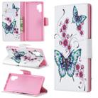 Colored Drawing Pattern Horizontal Flip Leather Case with Holder & Card Slots & Wallet For Galaxy Note10+(Peach Blossom and Butterfly) - 1