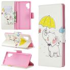 Colored Drawing Pattern Horizontal Flip Leather Case with Holder & Card Slots & Wallet For Galaxy Note10+(Umbrella and Elephant) - 1