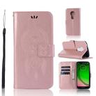 Wind Chime Owl Embossing Pattern Horizontal Flip Leather Case with Holder & Card Slots & Wallet For Motorola Moto G7 Play(Rose Gold) - 1