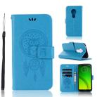 Wind Chime Owl Embossing Pattern Horizontal Flip Leather Case with Holder & Card Slots & Wallet For Motorola Moto G7 Power(Blue) - 1