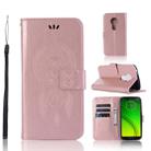 Wind Chime Owl Embossing Pattern Horizontal Flip Leather Case with Holder & Card Slots & Wallet For Motorola Moto G7 Power(Rose Gold) - 1