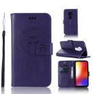 Wind Chime Owl Embossing Pattern Horizontal Flip Leather Case with Holder & Card Slots & Wallet For Motorola Moto G7(Purple) - 1