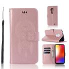 Wind Chime Owl Embossing Pattern Horizontal Flip Leather Case with Holder & Card Slots & Wallet For Motorola Moto G7(Rose Gold) - 1