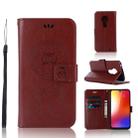 Wind Chime Owl Embossing Pattern Horizontal Flip Leather Case with Holder & Card Slots & Wallet For Motorola Moto G7(Brown) - 1