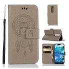 Wind Chime Owl Embossing Pattern Horizontal Flip Leather Case with Holder & Card Slots & Wallet For Nokia 7.1(Grey) - 1