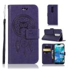 Wind Chime Owl Embossing Pattern Horizontal Flip Leather Case with Holder & Card Slots & Wallet For Nokia 7.1(Purple) - 1