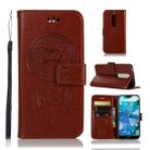 Wind Chime Owl Embossing Pattern Horizontal Flip Leather Case with Holder & Card Slots & Wallet For Nokia 7.1(Brown) - 1