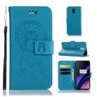 Wind Chime Owl Embossing Pattern Horizontal Flip Leather Case with Holder & Card Slots & Wallet For OnePlus 6T(Blue) - 1