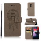Wind Chime Owl Embossing Pattern Horizontal Flip Leather Case with Holder & Card Slots & Wallet For OnePlus 6(Grey) - 1