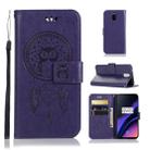 Wind Chime Owl Embossing Pattern Horizontal Flip Leather Case with Holder & Card Slots & Wallet For OnePlus 6(Purple) - 1