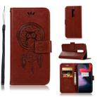 Wind Chime Owl Embossing Pattern Horizontal Flip Leather Case with Holder & Card Slots & Wallet For OnePlus 6(Brown) - 1