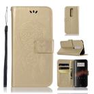 Wind Chime Owl Embossing Pattern Horizontal Flip Leather Case with Holder & Card Slots & Wallet For OnePlus 7(Gold) - 1