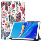 Colored Pattern Drawing Horizontal Flip PU Leather Case for Huawei MediaPad M6 8.4 2019, with Three-folding Holder & Sleep / Wake-up Function(Butterfly) - 1