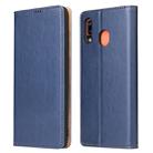 Fierre Shann Dermis Texture PU +TPU Horizontal Flip Leather Case with Holder & Card Slots & Wallet For Galaxy A20 & A30(Blue) - 1