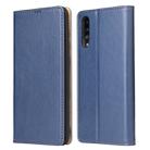 Fierre Shann Dermis Texture PU +TPU Horizontal Flip Leather Case with Holder & Card Slots & Wallet For Galaxy A50(Blue) - 1