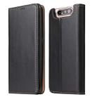 Fierre Shann Dermis Texture PU +TPU Horizontal Flip Leather Case with Holder & Card Slots & Wallet For Galaxy A80(Black) - 1