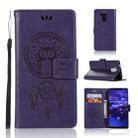 Wind Chime Owl Embossing Pattern Horizontal Flip Leather Case with Holder & Card Slots & Wallet For Huawei Mate 20 Lite(Purple) - 1