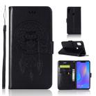 Wind Chime Owl Embossing Pattern Horizontal Flip Leather Case with Holder & Card Slots & Wallet For Huawei Honor 8C(Black) - 1