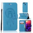 Wind Chime Owl Embossing Pattern Horizontal Flip Leather Case with Holder & Card Slots & Wallet For Huawei Honor View 20(Blue) - 1