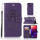 Wind Chime Owl Embossing Pattern Horizontal Flip Leather Case with Holder & Card Slots & Wallet For Huawei Honor View 20(Purple) - 1