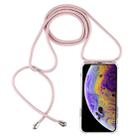 For iPhone X / XS Four-Corner Anti-Fall Trasparent TPU Mobile Phone Case With Lanyard(Rose Gold) - 1