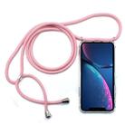 For iPhone XR Four-Corner Anti-Fall Transparent TPU Mobile Phone Case With Lanyard(Pink) - 1