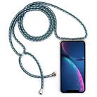 For iPhone XR Four-Corner Anti-Fall Transparent TPU Mobile Phone Case With Lanyard(Green White Blue) - 1