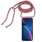 For iPhone XR Four-Corner Anti-Fall Transparent TPU Mobile Phone Case With Lanyard(Red Apricot Black) - 1