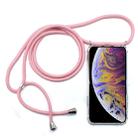 For iPhone XS Max Four-Corner Anti-Fall Transparent TPU Mobile Phone Case With Lanyard(Pink) - 1