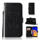 Wind Chime Owl Embossing Pattern Horizontal Flip Leather Case with Holder & Card Slots & Wallet For Galaxy J4+(Black) - 1