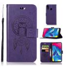 Wind Chime Owl Embossing Pattern Horizontal Flip Leather Case with Holder & Card Slots & Wallet For Galaxy M20(Purple) - 1