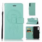 Wind Chime Owl Embossing Pattern Horizontal Flip Leather Case with Holder & Card Slots & Wallet For Galaxy A7 (2018)(Green) - 1