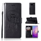 Wind Chime Owl Embossing Pattern Horizontal Flip Leather Case with Holder & Card Slots & Wallet For Galaxy S10(Black) - 1