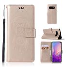 Wind Chime Owl Embossing Pattern Horizontal Flip Leather Case with Holder & Card Slots & Wallet For Galaxy S10(Gold) - 1