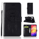 Wind Chime Owl Embossing Pattern Horizontal Flip Leather Case with Holder & Card Slots & Wallet For Xiaomi Redmi Note 7(Black) - 1