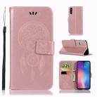 Wind Chime Owl Embossing Pattern Horizontal Flip Leather Case with Holder & Card Slots & Wallet For Xiaomi Mi 9(Rose Gold) - 1