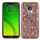 Plating Glittery Powder Shockproof TPU Case For Motorola Moto G7 Play(Rose Gold) - 1