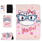 Colored Pattern Drawing Horizontal Flip PU Leather Case with Three-folding Holder & Sleep / Wake-up Function for Mini 1 / 2 / 3 / 4(Glasses cat) - 1