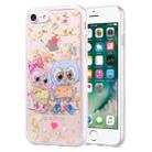 Gold Foil Style Dropping Glue TPU Soft Protective Case for iPhone 7 Plus(Loving Owl) - 1
