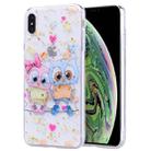 Gold Foil Style Dropping Glue TPU Soft Protective Case for iPhone XS Max(Loving Owl) - 1