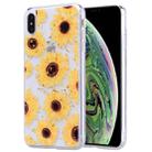 Gold Foil Style Dropping Glue TPU Soft Protective Case for iPhone XS Max(Sunflower) - 1