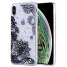 Gold Foil Style Dropping Glue TPU Soft Protective Case for iPhone XS / X(Black Lace) - 1