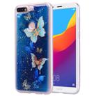 Cartoon Pattern Gold Foil Style Dropping Glue TPU Soft Protective Case for Huawei Honor 7C(Blue Butterfly) - 1