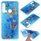 Cartoon Pattern Gold Foil Style Dropping Glue TPU Soft Protective Case for Huawei P20 Lite (2019)(Blue Butterfly) - 1