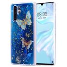 Cartoon Pattern Gold Foil Style Dropping Glue TPU Soft Protective Case for Huawei P30 Pro(Blue Butterfly) - 1