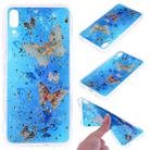 Cartoon Pattern Gold Foil Style Dropping Glue TPU Soft Protective Case for Huawei Enjoy 9(Blue Butterfly) - 1